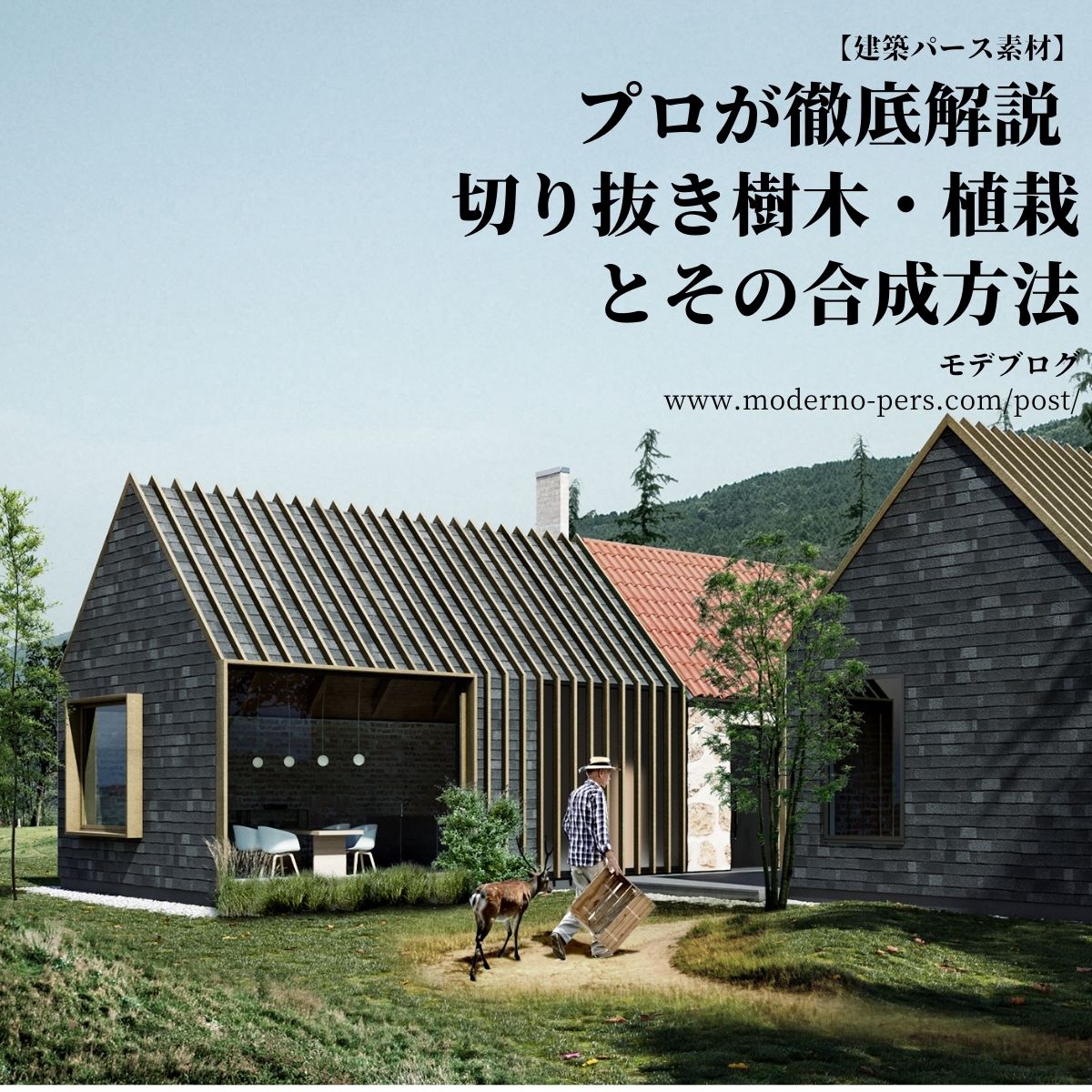 【建築パース素材】プロが徹底解説 切り抜き樹木・植栽とその合成方法